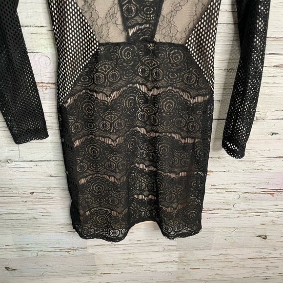 Topshop black cream lace long sleeve mesh size 6 - Picture 2 of 11